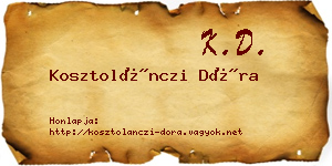 Kosztolánczi Dóra névjegykártya